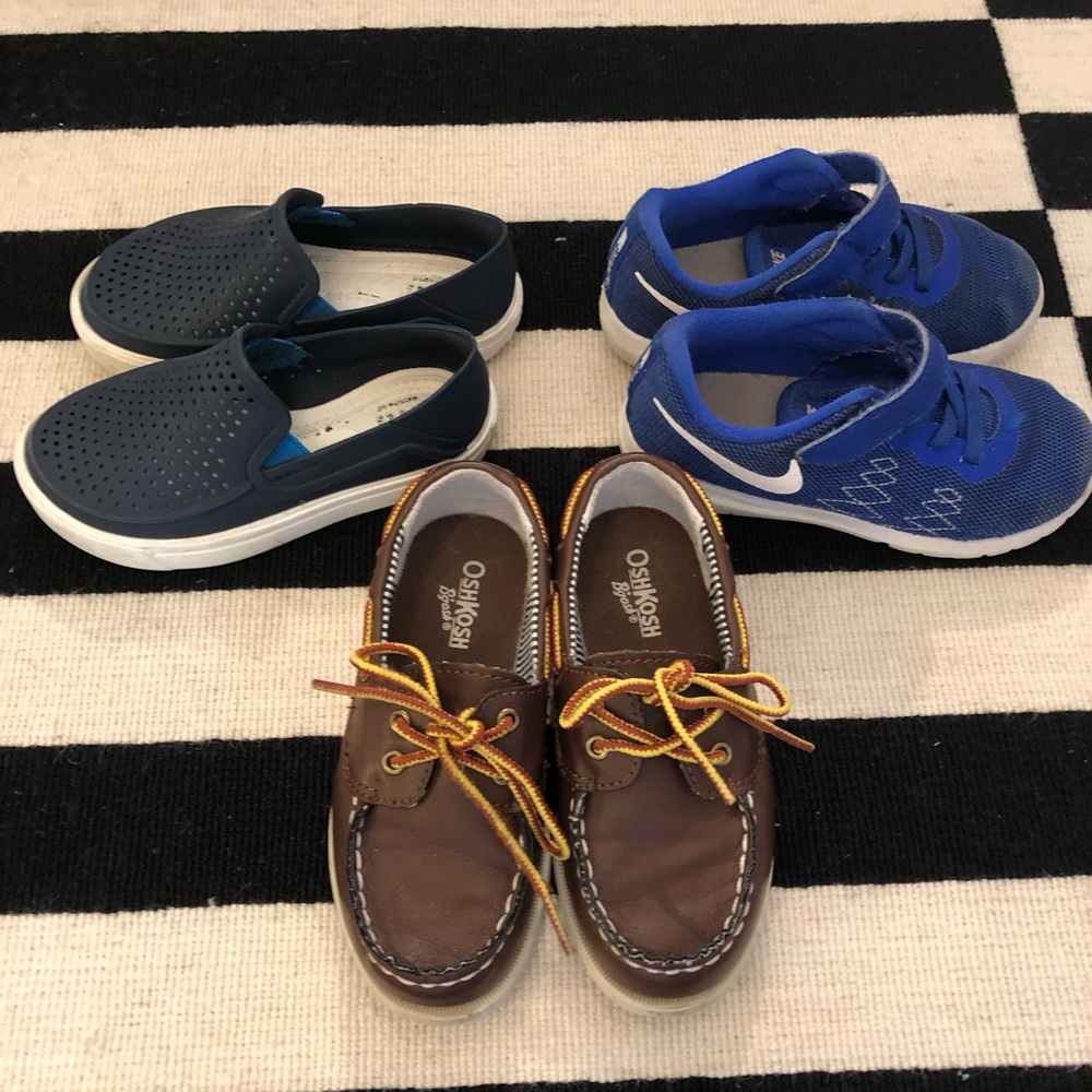 Boys Size 9 Nike, Osh Kosh and Crocs shoes